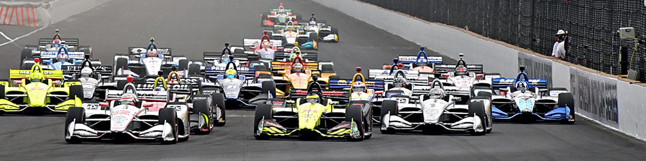 indy cars racing to through the start line Birmingham