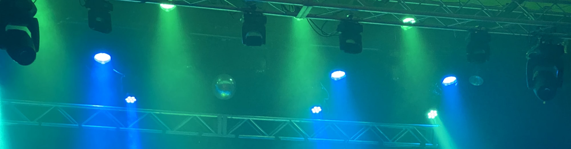 blue and green theater stage lights Birmingham